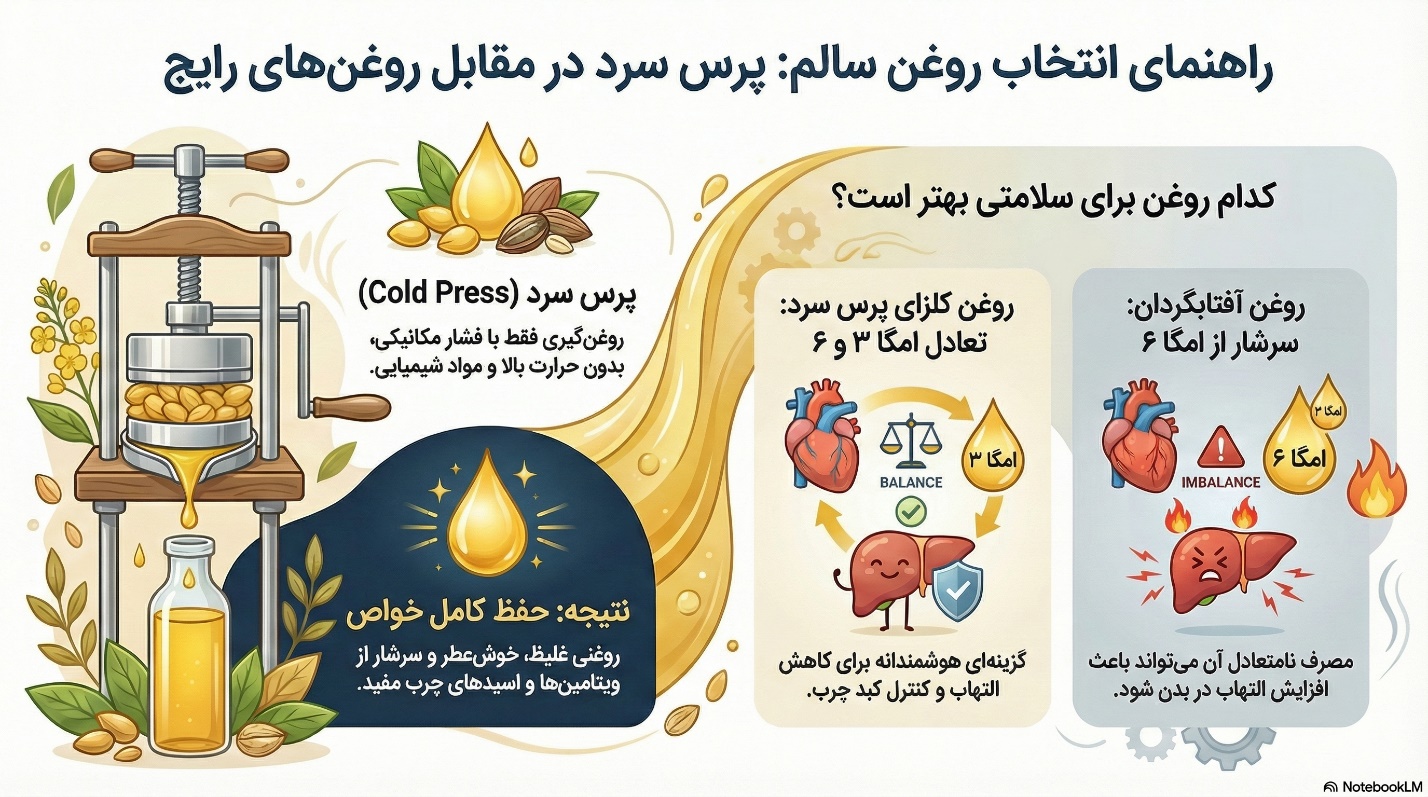 مقایسه روغن‌های پرس سرد، کلزا و آفتابگردان