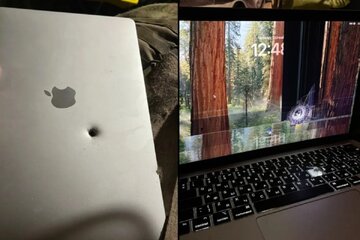 ترکش به مک‌بوک خورد و جان سرباز را نجات داد / عکس