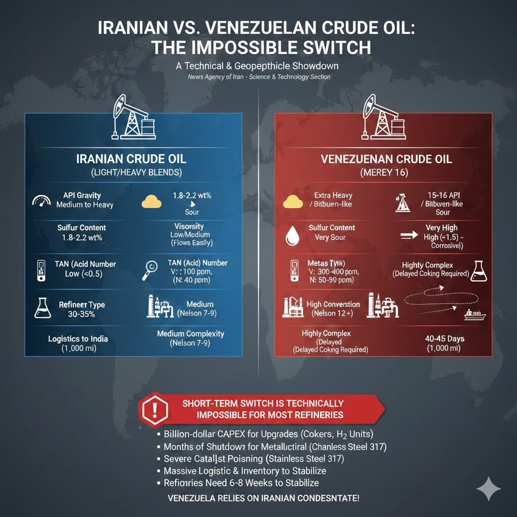 چرا نمی‌توان نفت ایران را با نفت ونزوئلا جایگزین کرد؟